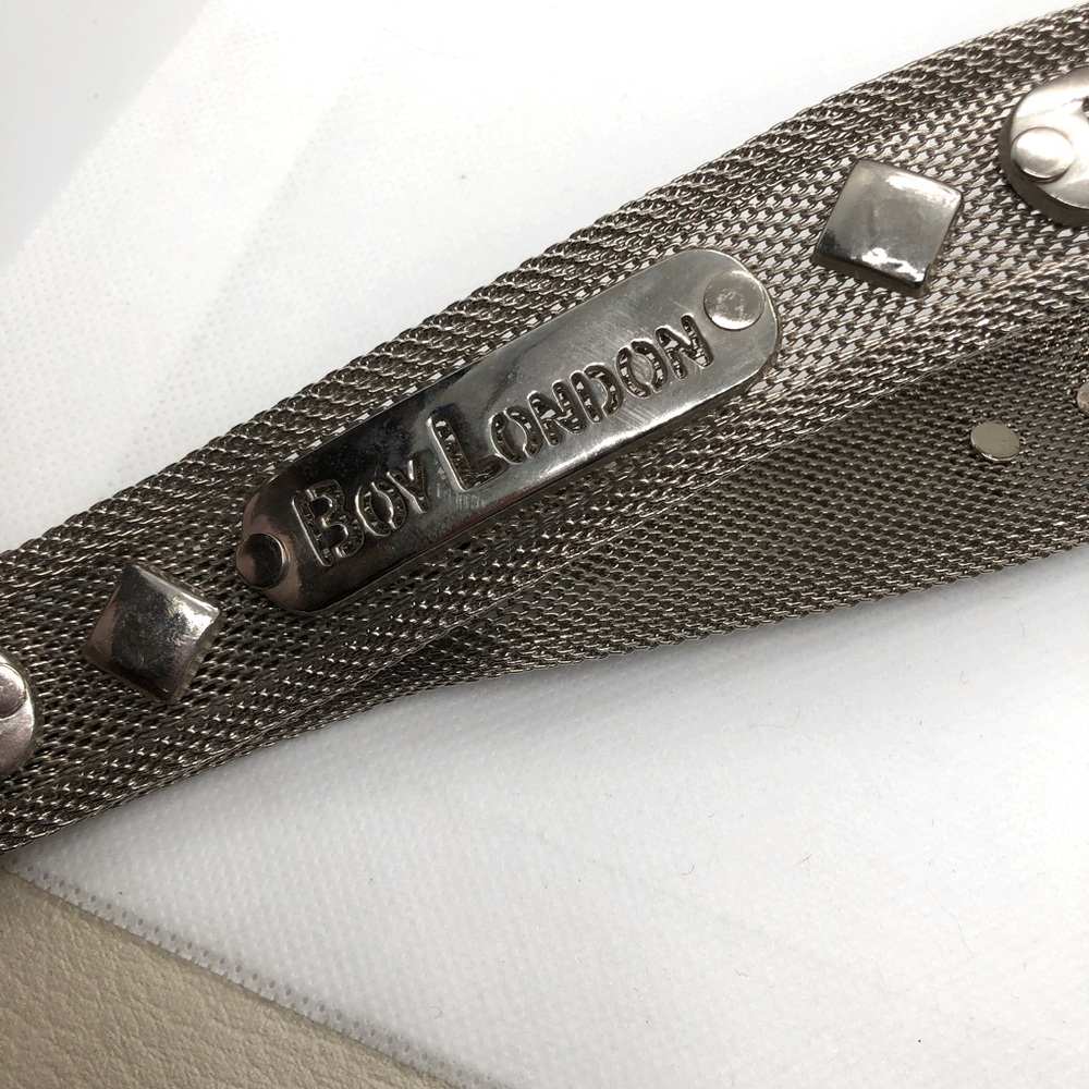 BOY LONDON Vintage Metal Belt, Silver, Size S/M